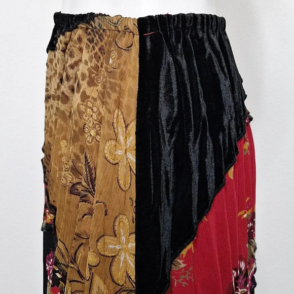 Koret Velvet Whimsy Goth Animal Print Floral Romantic Goth Maxi Witchy Skirt S/P - Picture 5 of 13